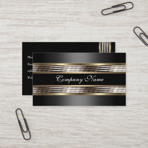 Tarjeta De Visita Elegante beige plata cromo metal negro