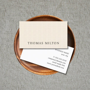 Tarjeta De Visita Elegante beige simple de lino Consultor Networking