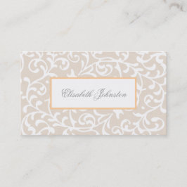 Tarjeta De Visita Elegante Beige Swirls Damask Feminine Floral