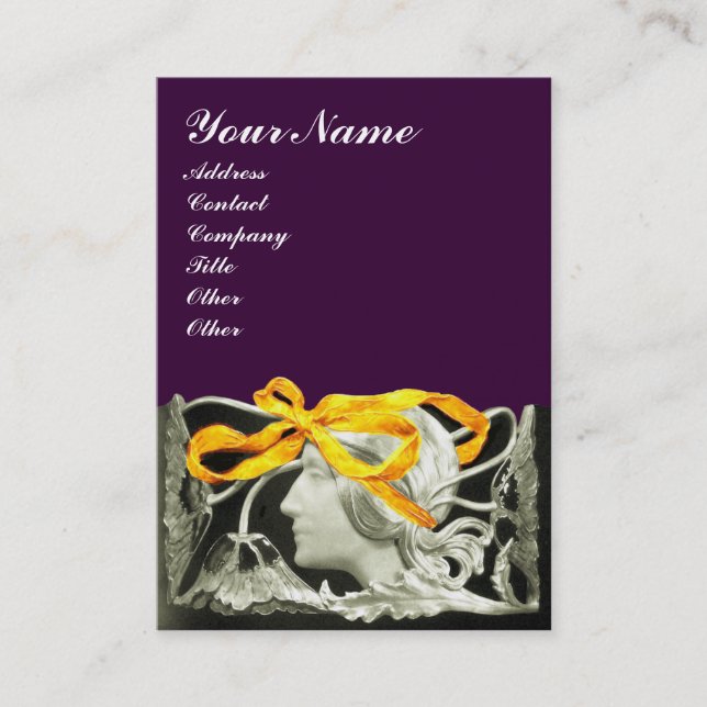 Tarjeta De Visita ELEGANTE BELLEZA blanco y negro, amarillo púrpura (Anverso)