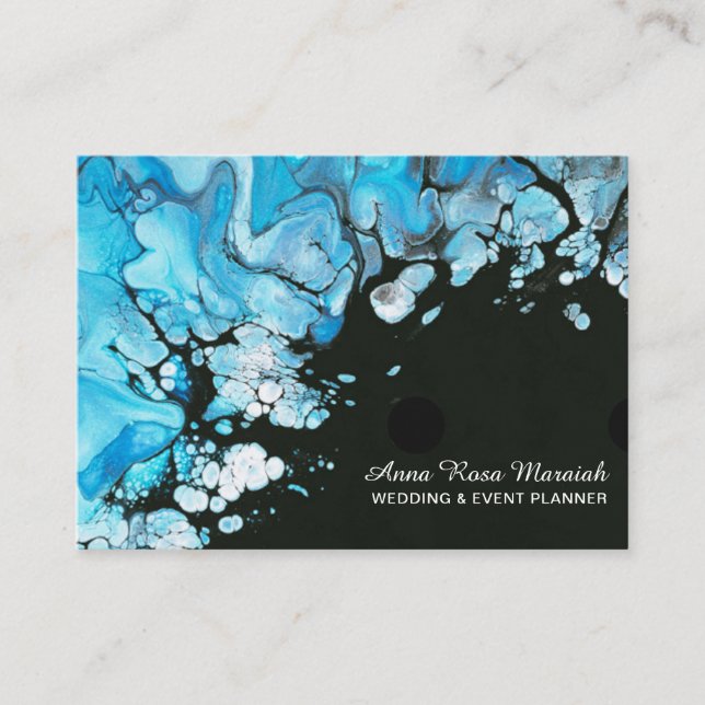 Tarjeta De Visita *~* Elegante Belleza Boda turquesa negra (Anverso)
