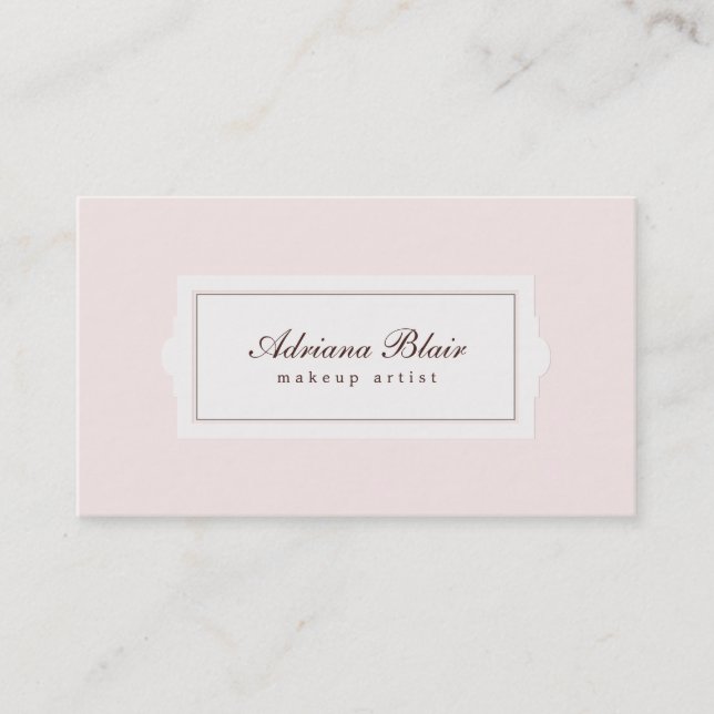 Tarjeta De Visita Elegante Belleza Estilo Plaque Rosa Ligero (Anverso)