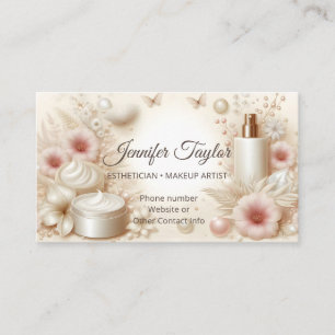 Tarjeta De Visita Elegante Belleza Floral Cosmética Profesional