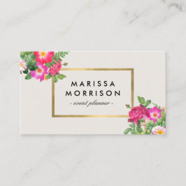 Tarjeta De Visita Elegante Belleza Florals Vintage Blanco y Faux Gol