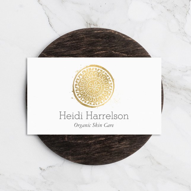 Tarjeta De Visita Elegante Belleza Mandala Logo Faux Gold (Subido por el creador)