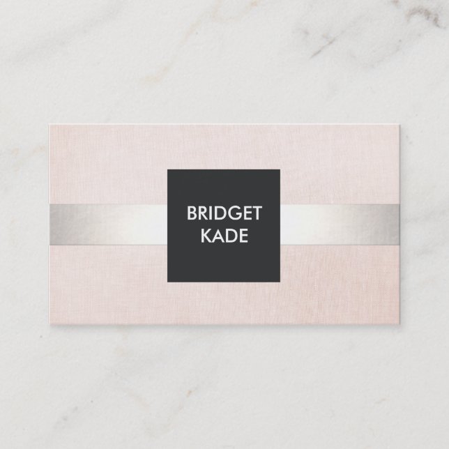 Tarjeta De Visita Elegante Belleza Moderna Plata Ropa Pálida Rosa (Anverso)