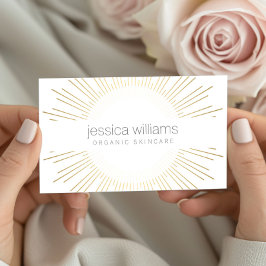 Tarjeta De Visita Elegante Belleza Oro Cosmetólogo de Sunburst, Saló