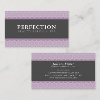Tarjeta De Visita ELEGANTE BELLEZA patrón de bonito malva gris morad