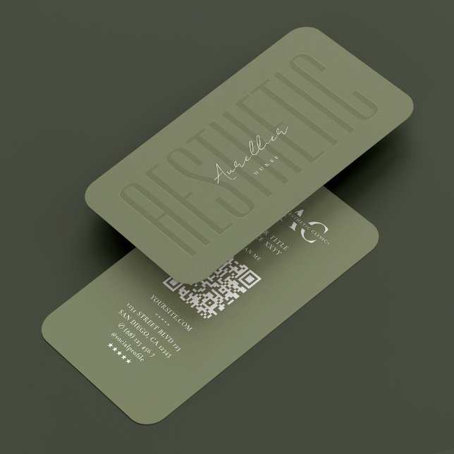 Tarjeta De Visita Elegante Belleza Sage Profesional Estético (Elegant Beauty Aesthetic Professional Sage Business Card
)