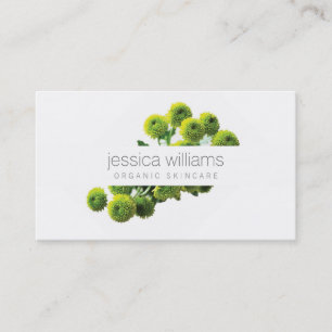 Tarjeta De Visita Elegante Belleza Verde Floral Motif Cosmetólogo