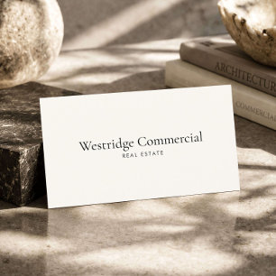 Tarjeta De Visita Elegante bienes raíces comerciales lujo marfil