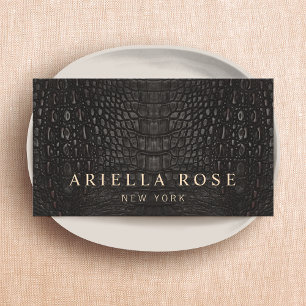 Tarjeta De Visita Elegante Black Alligator Skin Lux Profesional