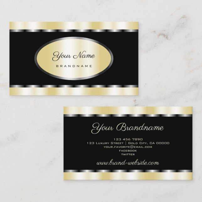 Tarjeta De Visita Elegante Black and Gold Shimmer Efecto Profesional (Anverso / Reverso)