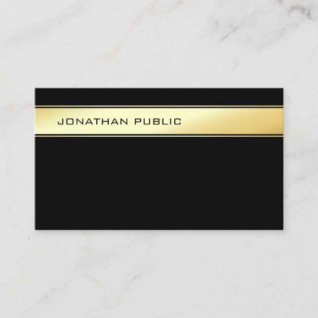 Tarjeta De Visita Elegante Black Gold Moderno Profesional Simple (Anverso)