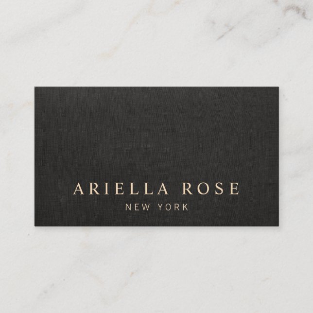 Tarjeta De Visita Elegante Black Linen Lux Profesional (Anverso)