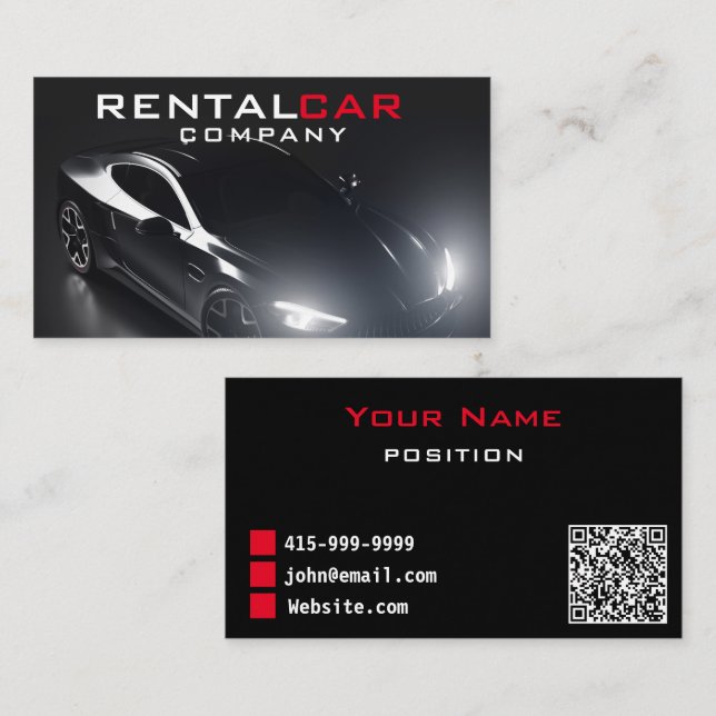 Tarjeta De Visita Elegante Black Luxury Car Hire Chauffeur (Anverso / Reverso)