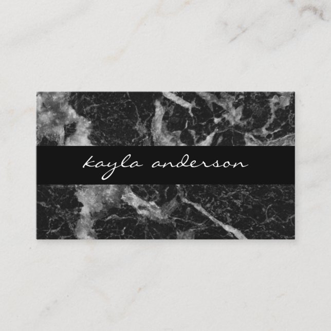 Tarjeta De Visita Elegante Black Marble Abstract Professional (Anverso)