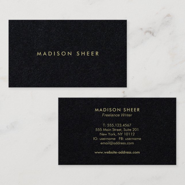 Tarjeta De Visita Elegante Black Modern Luxury (Anverso / Reverso)