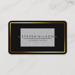 Tarjeta De Visita Elegante Black Profesional Moderno Plain Gold