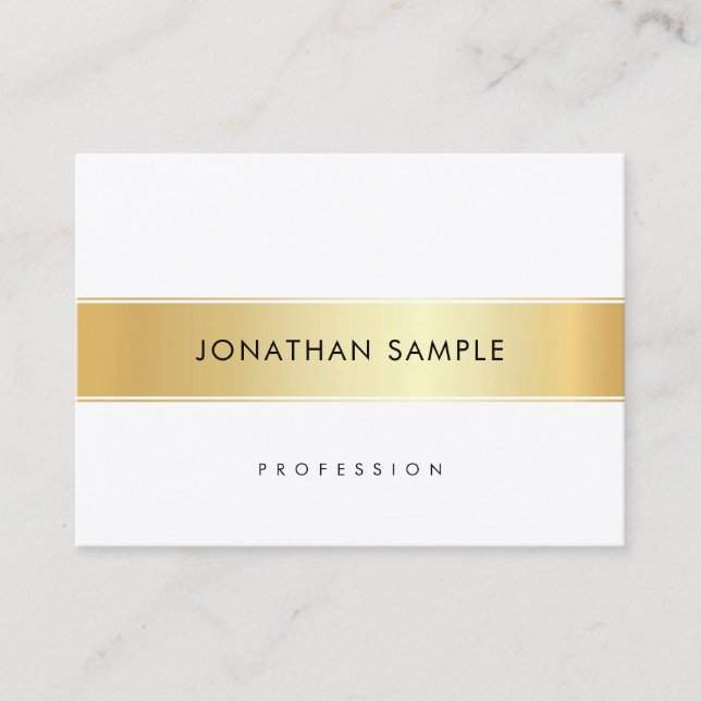 Tarjeta De Visita Elegante blanco dorado personalizado profesional (Anverso)