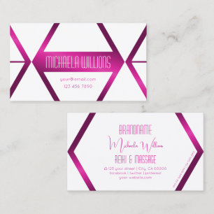 Tarjeta De Visita Elegante Blanco Estilizado Geométrico con Rosa Bri