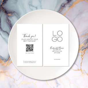 Tarjeta De Visita Elegante blanco guión mínimo descuento de prueba Q