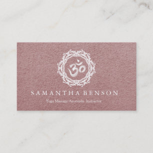 Tarjeta De Visita Elegante blanco Mandala Art Om Logo Yoga