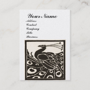 Tarjeta De Visita ELEGANTE BLANCO NEGRO DE PEACOCK MONOGRAM Pearl Me