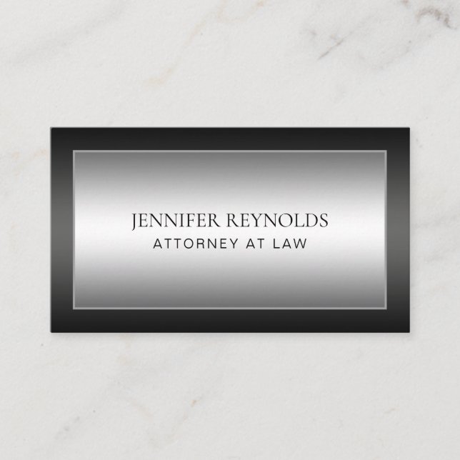 Tarjeta De Visita Elegante blanco negro gris profesional (Anverso)