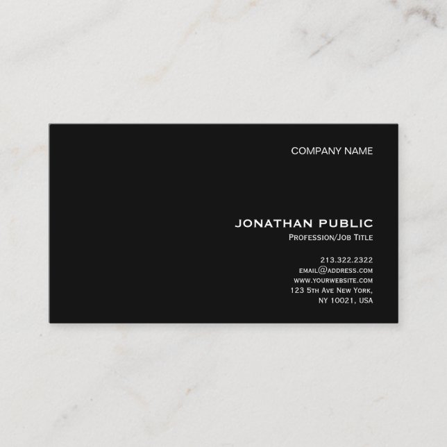 Tarjeta De Visita Elegante blanco negro moderno profesional simple (Anverso)