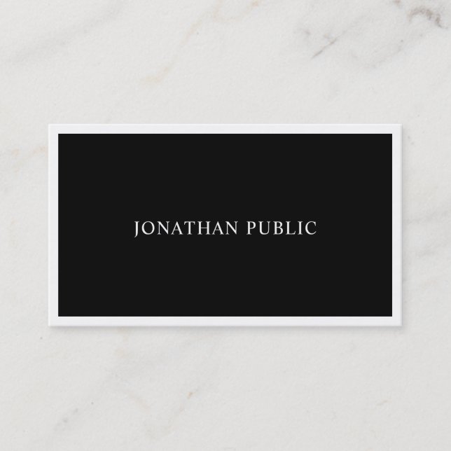 Tarjeta De Visita Elegante blanco negro moderno simple moda (Anverso)