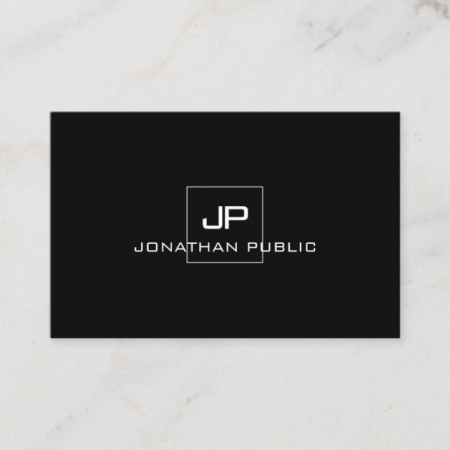 Tarjeta De Visita Elegante blanco negro monograma profesional modern (Anverso)
