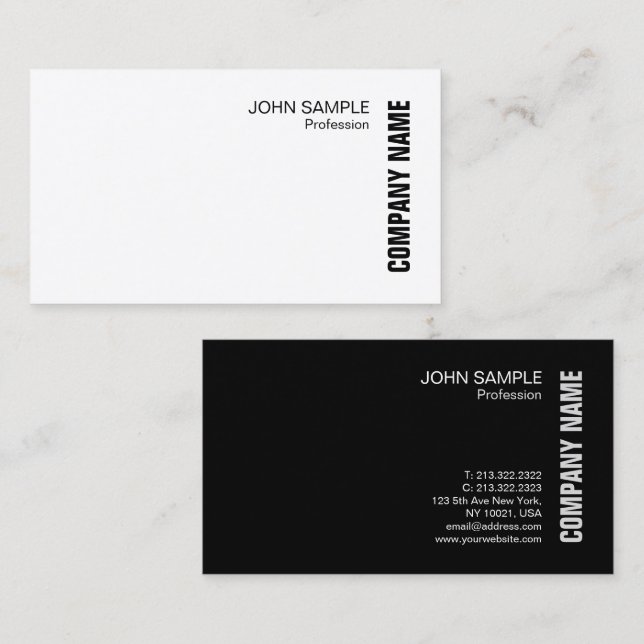 Tarjeta De Visita Elegante blanco negro profesional (Anverso / Reverso)