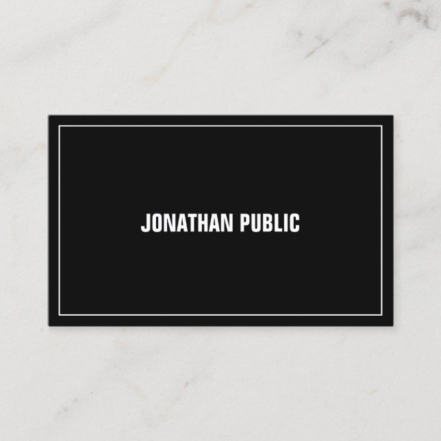 Tarjeta De Visita Elegante blanco negro profesional superior simple (Anverso)