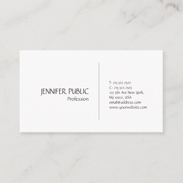Tarjeta De Visita Elegante blanco profesional moderno diseño elegant (Anverso)