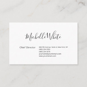 Tarjeta De Visita Elegante Blanco Profesional Moderno Llano