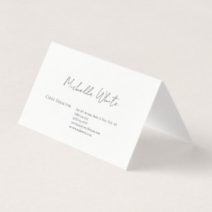 Tarjeta De Visita Elegante Blanco Profesional Moderno Sencillo