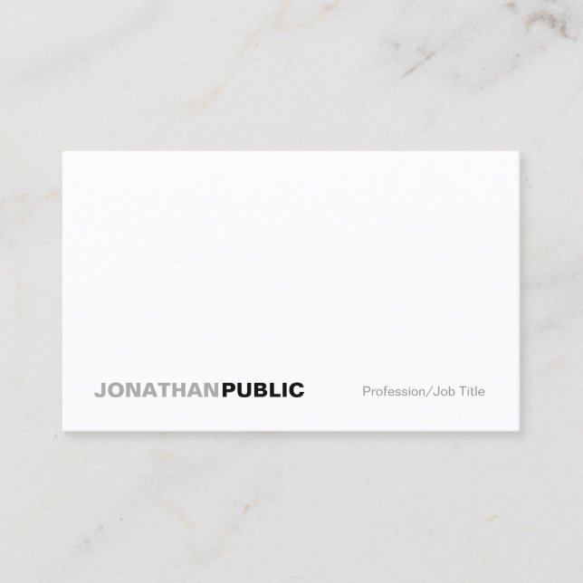 Tarjeta De Visita Elegante blanco simple llano profesional moderno (Anverso)