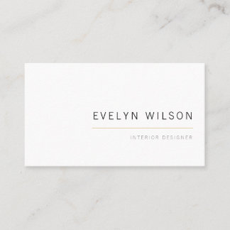 Tarjeta De Visita Elegante blanco y dorado simple Minimalista modern