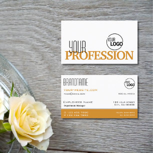 Tarjeta De Visita Elegante blanco y Naranja simple moderno con logot
