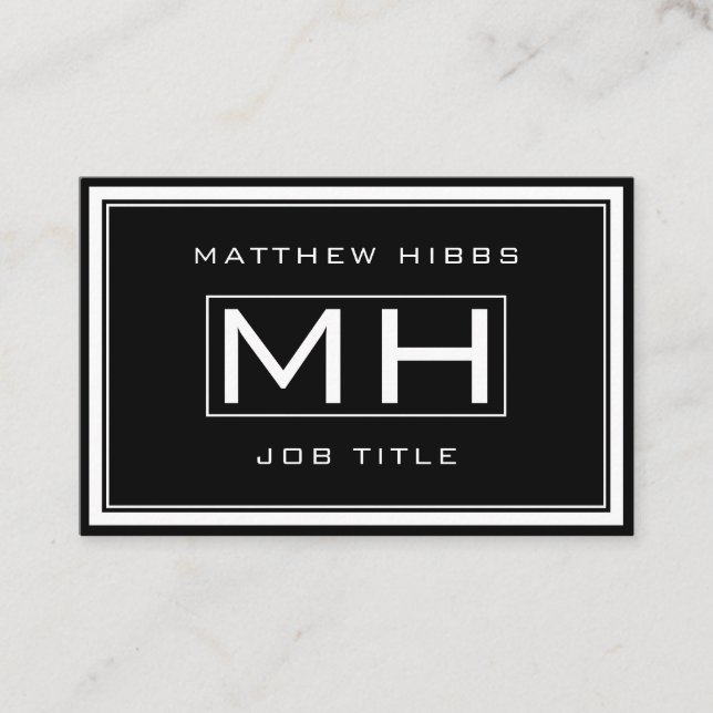 Tarjeta De Visita Elegante blanco y negro (Anverso)