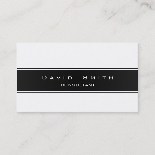 Tarjeta De Visita Elegante blanco y negro moderna  profesional (Anverso)