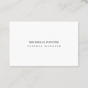 Tarjeta De Visita Elegante Blanco y Negro Sencillo Plano Profesional