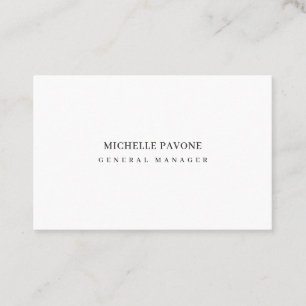Tarjeta De Visita Elegante Blanco y Negro Sencillo Plano Profesional