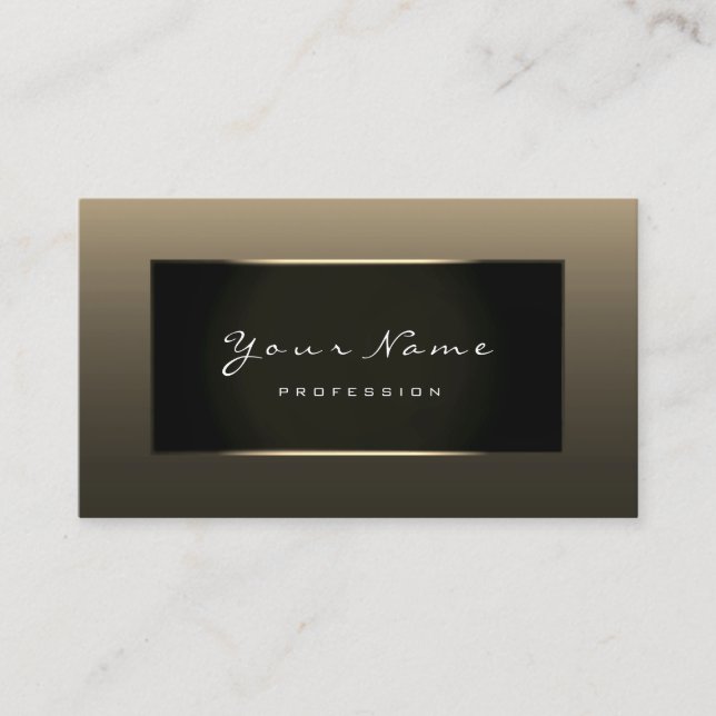 Tarjeta De Visita Elegante Blogger de moda Champagne Faux Gold Black (Anverso)