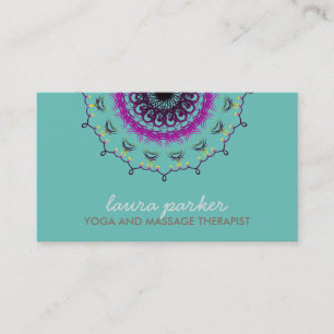 Tarjeta De Visita Elegante Blue Damask Swirl Yoga Healing Health