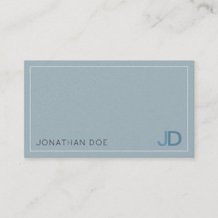 Tarjeta De Visita Elegante Blue Modern Monograma Luxe Pearl Finish