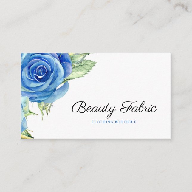 Tarjeta De Visita Elegante Blue Rosa Clothing Boutique (Anverso)
