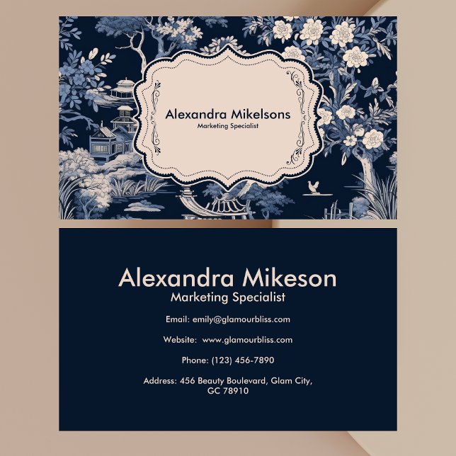 Tarjeta De Visita Elegante Blue Toile De Jouy (Subido por el creador)