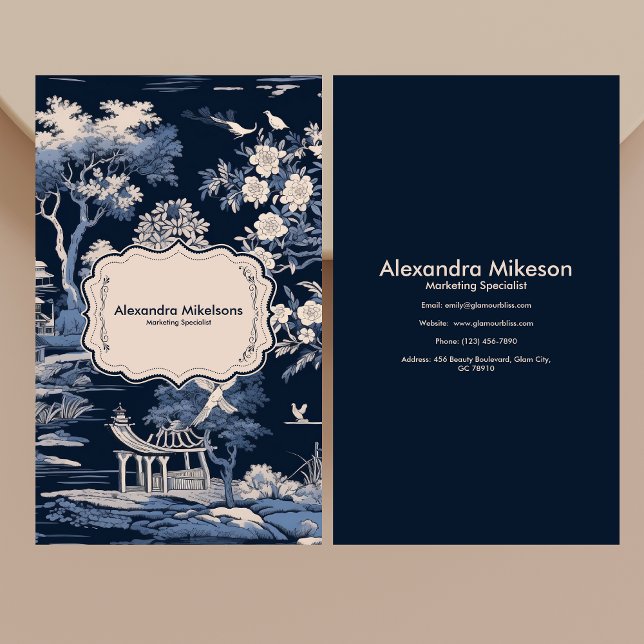 Tarjeta De Visita Elegante Blue Toile De Jouy (Subido por el creador)